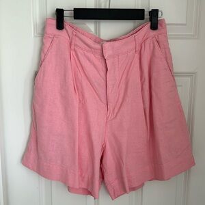 Abercrombie & Fitch Pink Linen Pleated Shorts